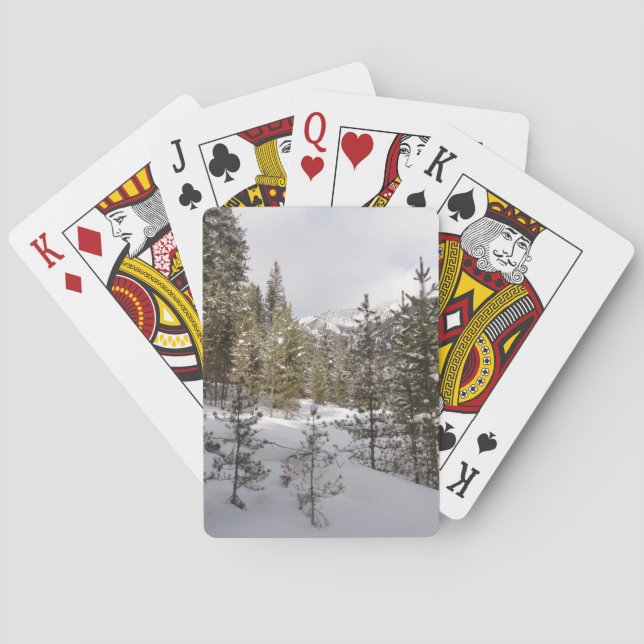 Baraja De Cartas Montaña nevada de invierno en Montana (Reverso)
