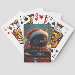 Baraja De Cartas Montaña Rusa de Gato Negro de Navidad