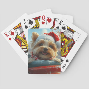 Baraja De Cartas Montaña rusa de perro Biewer Terrier Navidad 