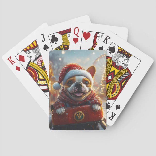 Baraja De Cartas Montaña Rusa de Perro Bull Terrier Navidad (Reverso)