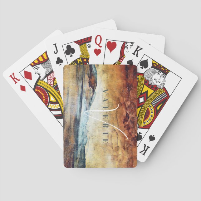 Baraja De Cartas Montañas acuáticas mágicas vintage (Reverso)