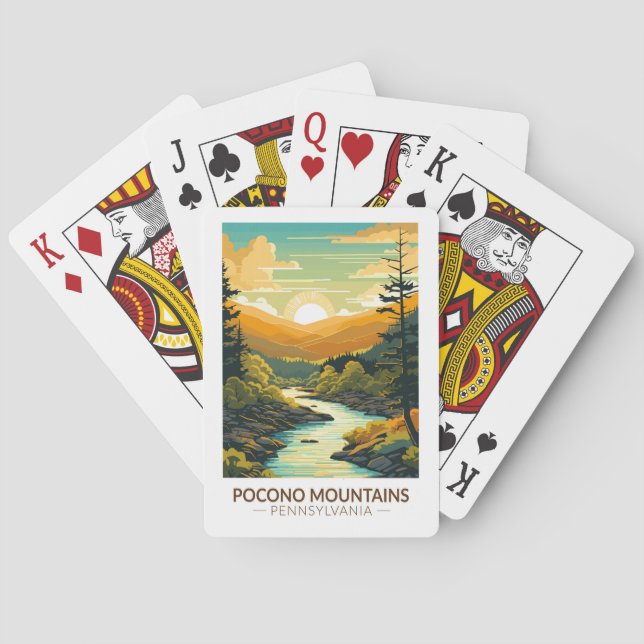 Baraja De Cartas Montañas Pocono Pennsylvania Viajes de arte (Reverso)