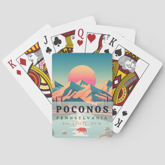 Baraja De Cartas Montañas Pocono Souvenirs de época de Pensilvania (Reverso)