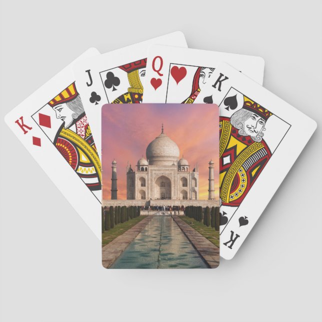 Baraja De Cartas Monumentos | Vista colorida del Taj Mahal (Reverso)