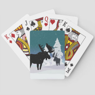 Baraja De Cartas Moose en la nieve de invierno