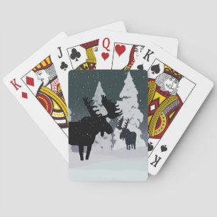 Baraja De Cartas Moose en la nieve de invierno