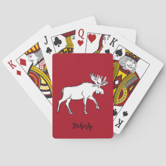 Baraja De Cartas Moose rojo y blanco