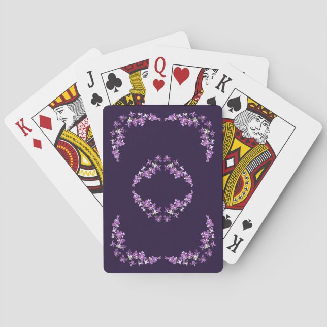 Baraja De Cartas Morado Dendrobium Orchids Motif (Reverso)