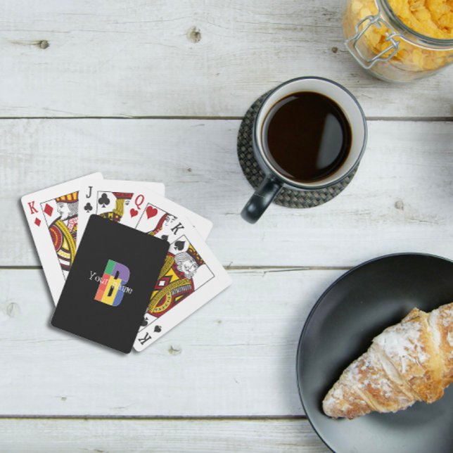 Baraja De Cartas Morado verde amarillo rojo Monograma inicial B neg (Subido por el creador)