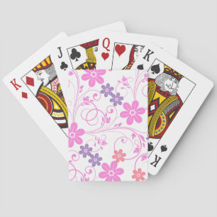 Baraja De Cartas Morado y rosa floral moderna