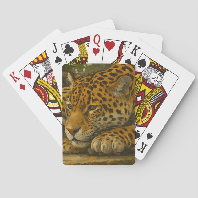Baraja De Cartas Mortalidad dorada - Leopardo en reposo (Reverso)