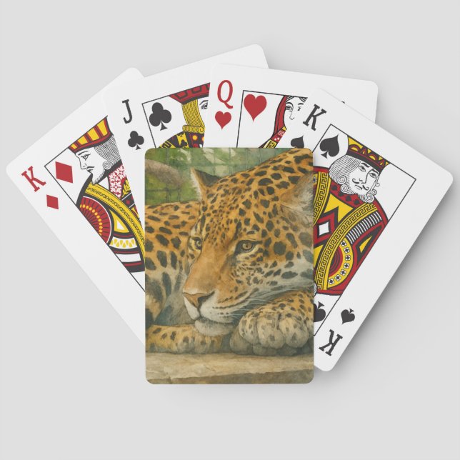 Baraja De Cartas Mortalidad dorada - Leopardo en reposo (Reverso)