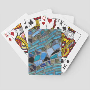 Baraja De Cartas Mosaico de vidrio azul del mar