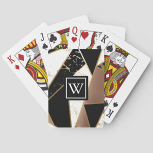 Baraja De Cartas Mosaico geométrico de Relieve metalizado de mármol