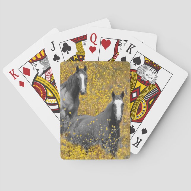 Baraja De Cartas Mostaza y caballos (Reverso)