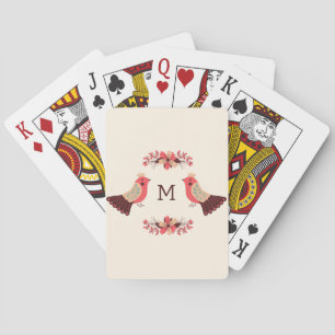 Baraja De Cartas Motif folclórico escandinavo con aves y flores