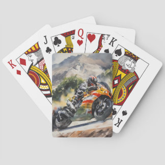 Baraja De Cartas Motocicleta acorralando una montaña