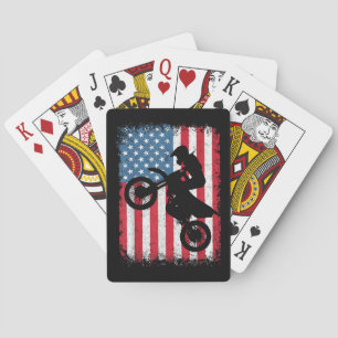 Baraja De Cartas Motocicleta de tierra bandera americana Motocross 