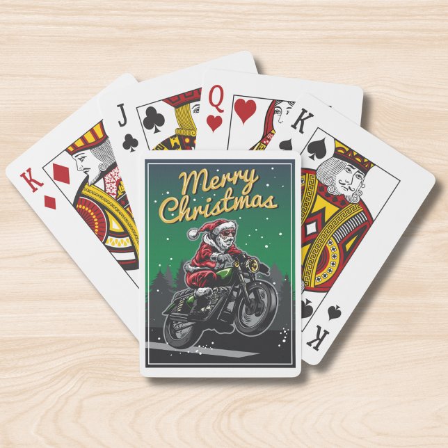 Baraja De Cartas Motocicleta navideña Santa | Vacaciones (Subido por el creador)