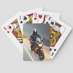 Baraja De Cartas Motociclista con estilo montado en una moto cruise