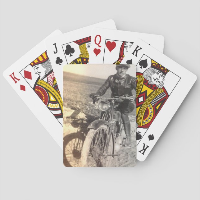 Baraja De Cartas Motociclista de época (Reverso)