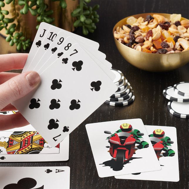 Baraja De Cartas Motociclista en bicicleta deportiva roja (Subido por el creador)