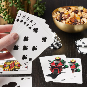 Baraja De Cartas Motociclista montando una Sportbike Roja