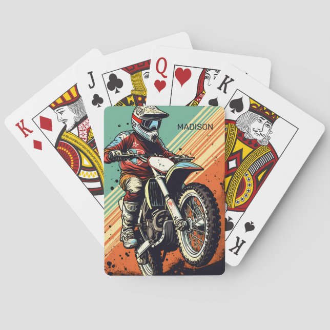 Baraja De Cartas Motocross de nombre personalizado (Reverso)