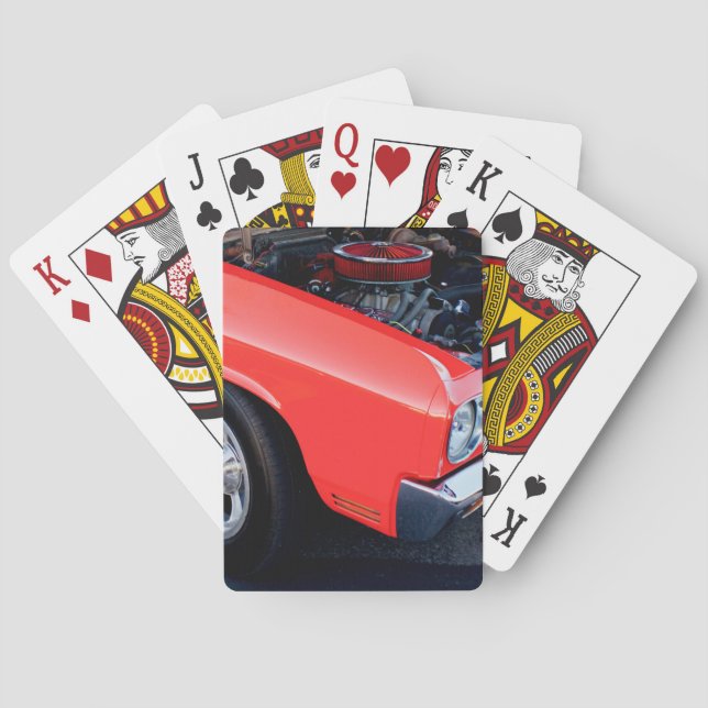 Baraja De Cartas Motor Clásico de Coche Rojo (Reverso)