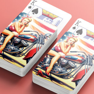 Baraja De Cartas Motorciclo Retro Pin Up
