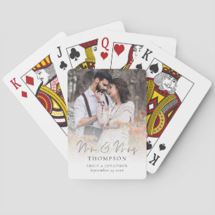 Baraja De Cartas Mr. and Mrs. Script Photo Overlay Boda Jugando Ca