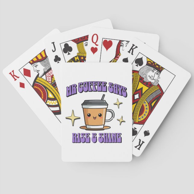 Baraja De Cartas Mr Coffee Dice Levántate y Brilla (Reverso)