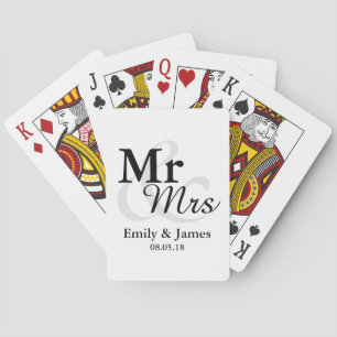 Baraja De Cartas Mr&Mrs. Simple Elegant Typography Wedding Favor