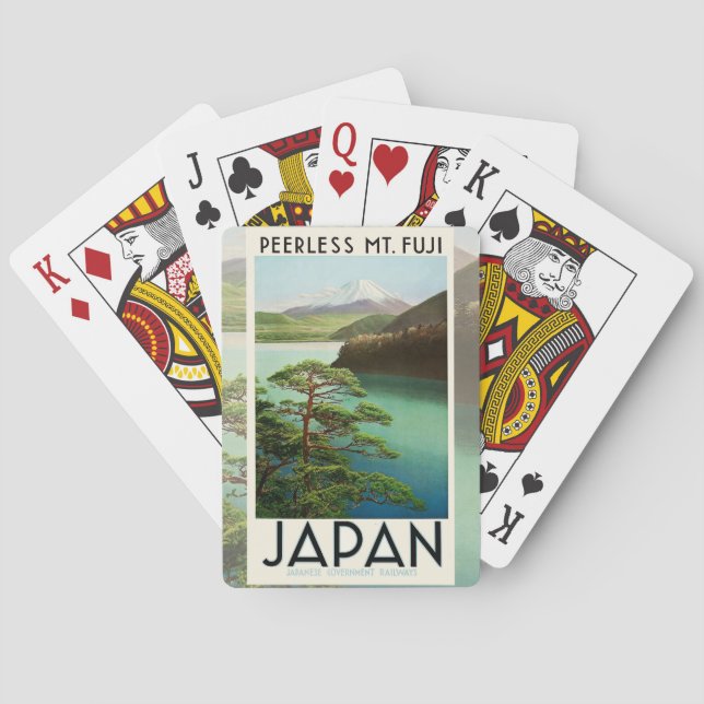 Baraja De Cartas Mt Fuji Japón Afiche de Viaje Arte de época (Reverso)