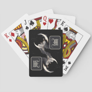 Baraja De Cartas Mujer Art Nouveau Celestial en Luna Creciente