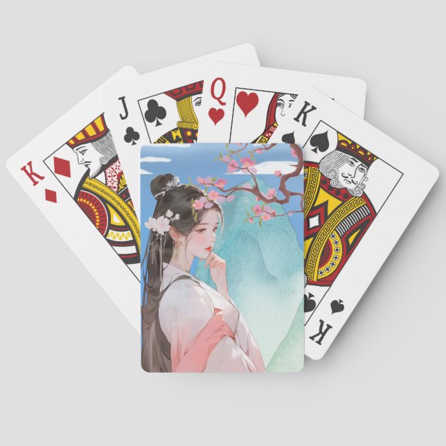 Baraja De Cartas Mujer china hermosa (Reverso)