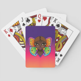 Baraja De Cartas Mujer con alas de mariposa brillante y colorida