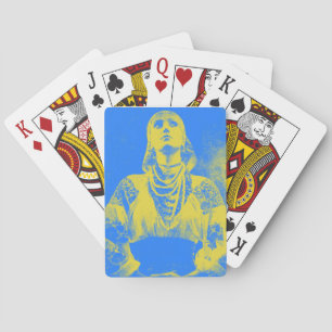 Baraja De Cartas Mujer con bandera ucraniana vintage