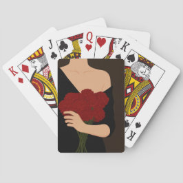 Baraja De Cartas Mujer con flores rojas