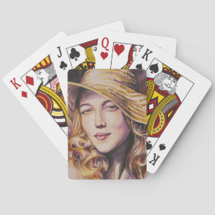 Baraja De Cartas Mujer con gorra
