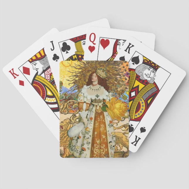 Baraja De Cartas Mujer de la Vintage Sol Dorado: Arte Collage Leo Z (Reverso)