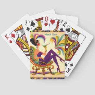 Baraja De Cartas Mujer de Mardi Gras de mediados de siglo con un Ma
