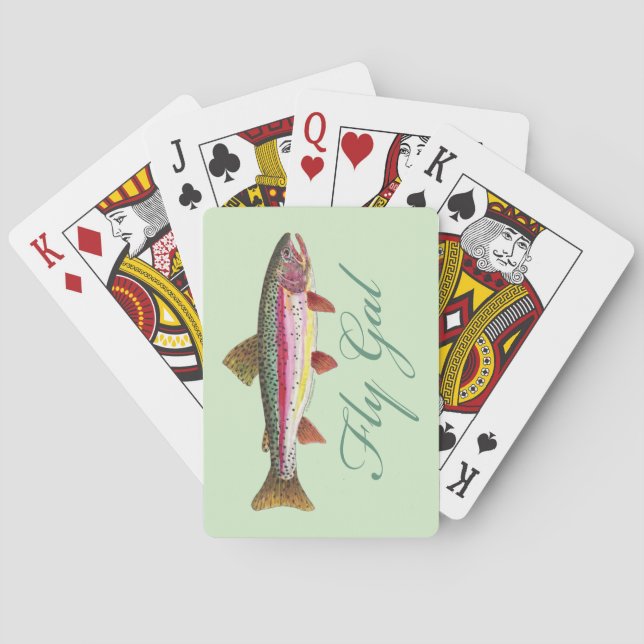 Baraja De Cartas Mujer de pesca de mosca (Reverso)
