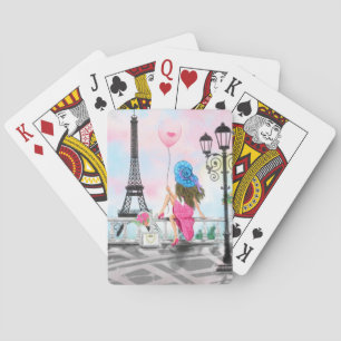 Baraja De Cartas Mujer En La Torre Eiffel De París, Regalo De Tarje