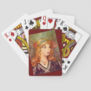 Baraja De Cartas Mujer en reposo de la cubierta de pintura original