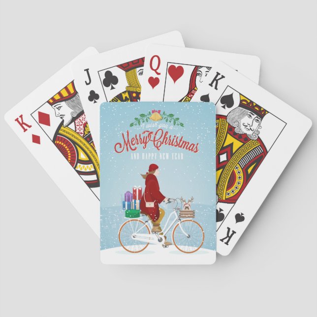 Baraja De Cartas Mujer en tarjetas de Navidades de bicicletas (Reverso)