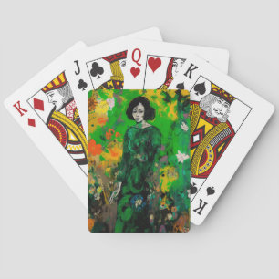 Baraja De Cartas mujer en un campo colorido