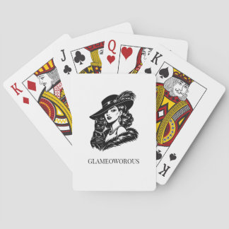 Baraja De Cartas Mujer Glamurosa con Ilustración de Moda de Gato