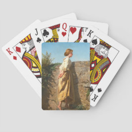 Baraja De Cartas Mujer hermosa mirando sobre la pared (Vintage)