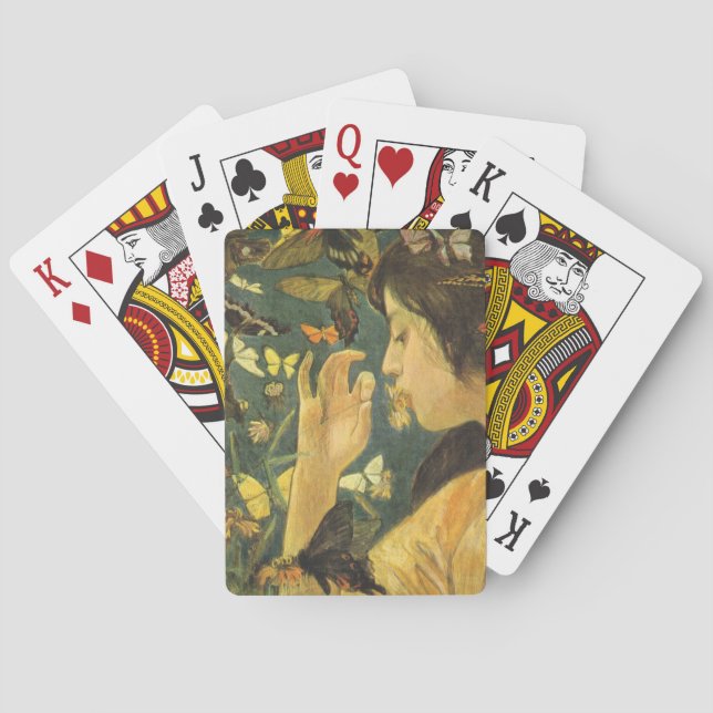 Baraja De Cartas Mujer joven con hermosas mariposas (Reverso)